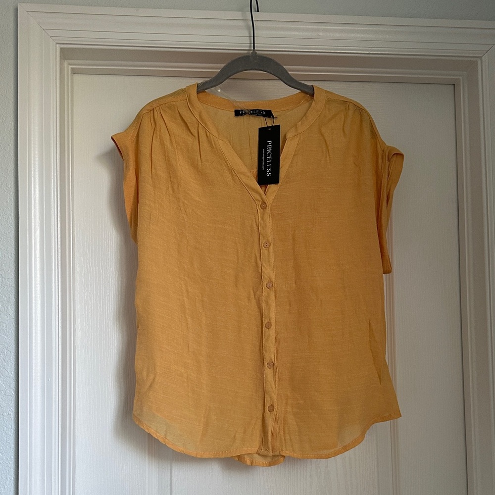 Golden Yellow Linen Style Blouse